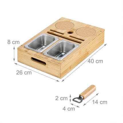 Sofa Snack Tray with Coasters and Phone Holder