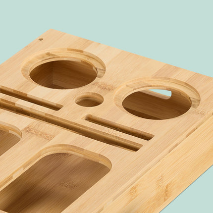 Sofa Snack Tray with Coasters and Phone Holder