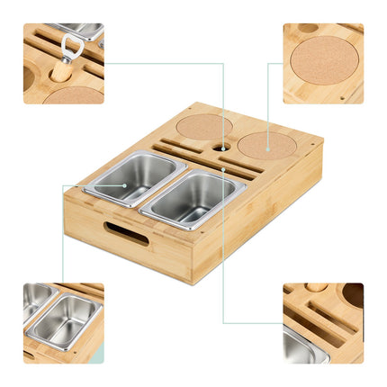 Sofa Snack Tray with Coasters and Phone Holder