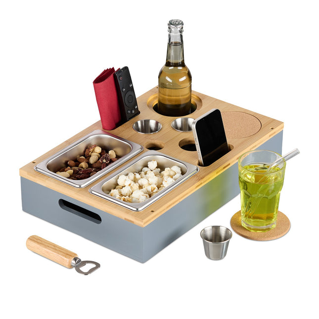 Sofa Snack Tray with Drink Holders & Phone Stand