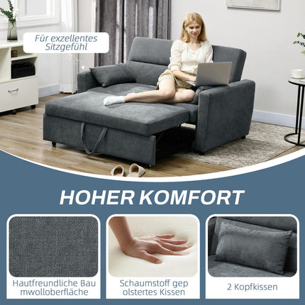 Sofa bed, velvet look, adjustable backrest, 2-seater