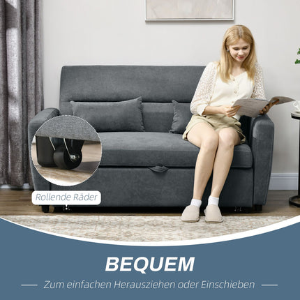 Sofa bed, velvet look, adjustable backrest, 2-seater