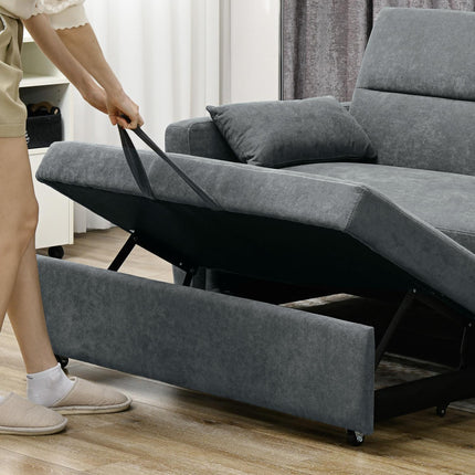 Sofa bed, velvet look, adjustable backrest, 2-seater