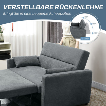 Sofa bed, velvet look, adjustable backrest, 2-seater