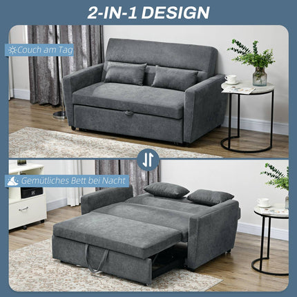 Sofa bed, velvet look, adjustable backrest, 2-seater