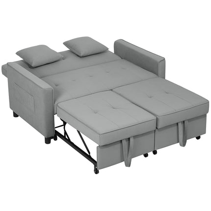 Gray velvet look L-shaped sofa bed with storage, cushions