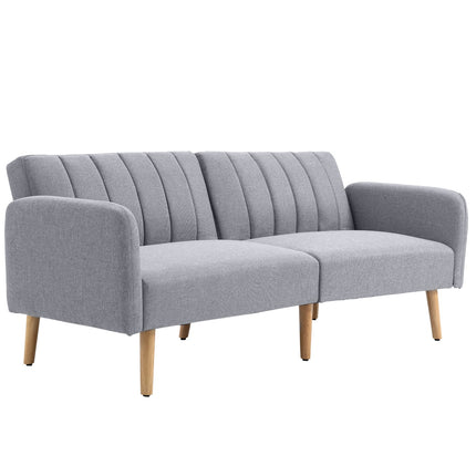 Gray 2-seater sofa bed, adjustable backrest, wooden legs