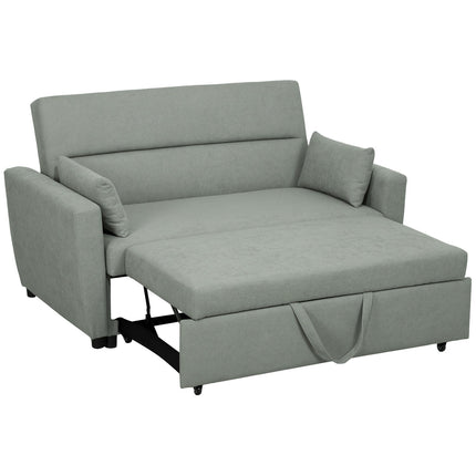 Sofa bed in velvet look, 2-seater, adjustable, light grey