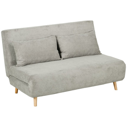 Gray velvet sofa bed with adjustable backrest, 141cm