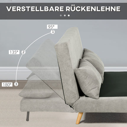 Gray velvet sofa bed with adjustable backrest, 141cm