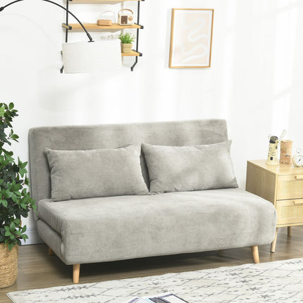 Gray velvet sofa bed with adjustable backrest, 141cm