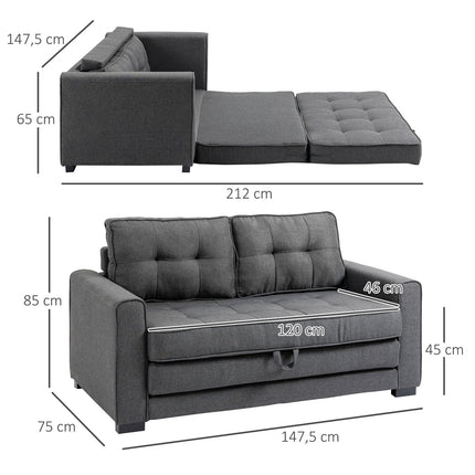Gray linen Touch folding sofa bed with sleep function