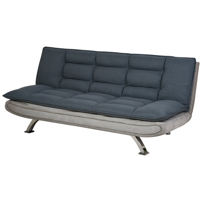 Slaapbank, vouwbank, 3-zits stoffen bank, chaise longue, slaapbank, bank met slaapfunctie, bankstel, verstelbare hoek, grijs + beige