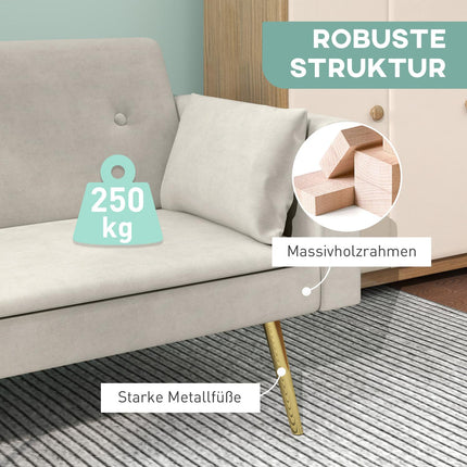 Beige sofa bed, 2-seater with adjustable backrest & pocket
