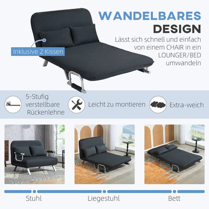 Black 2-seater sofa bed, adjustable backrest, velvet finish