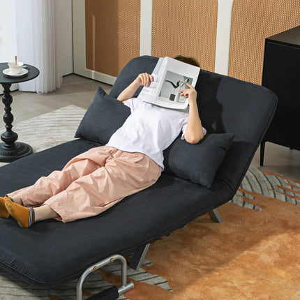 Black 2-seater sofa bed, adjustable backrest, velvet finish