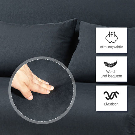 Black 2-seater sofa bed, adjustable backrest, velvet finish