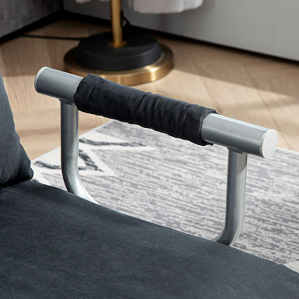 Black 2-seater sofa bed, adjustable backrest, velvet finish