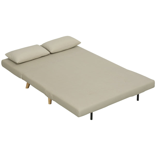 Slaapbank met slaapfunctie 130 x 78 cm bank met lendenkussen, fluwelen look, verstelbare rugleuning voor woonkamer, slaapkamer, beige Aosom