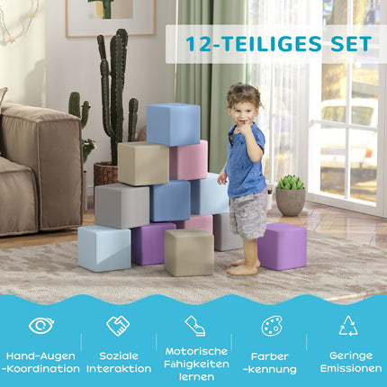 Soft foam building blocks - 12 giant pieces for toddlers