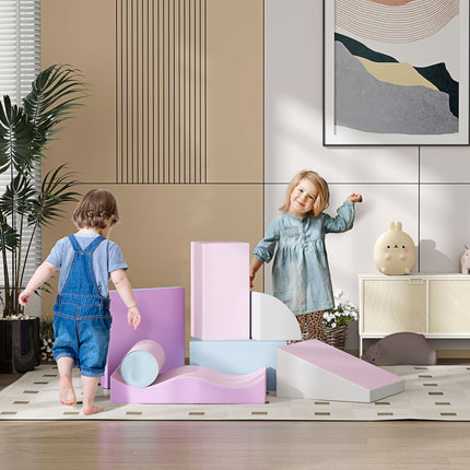 Building blocks in soft artificial leather foam for toddlers, 7-piece set