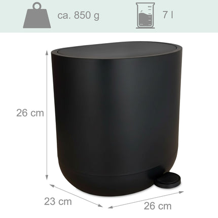 Soft-Close Bathroom Pedal Bin, 7L, Plastic