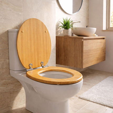 Soft-Close MDF Toilet Seat, Adjustable Hinges