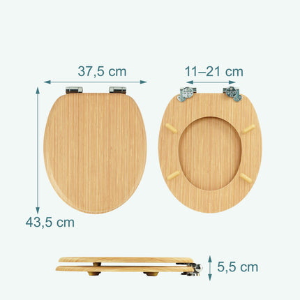 Soft-Close MDF Toilet Seat, Adjustable Hinges