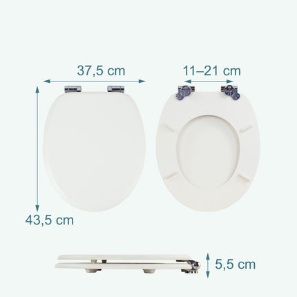 Soft-Close MDF Toilet Seat, Adjustable Hinges