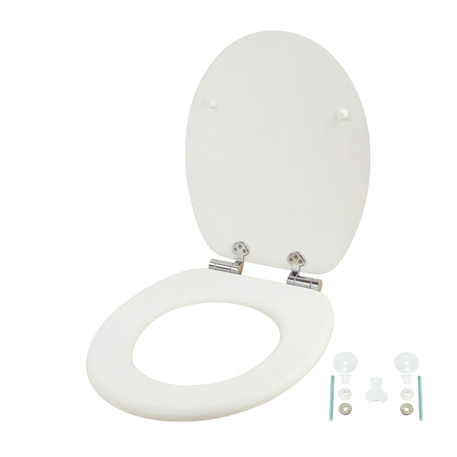Soft-Close MDF Toilet Seat, Adjustable Hinges