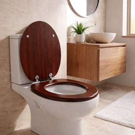 Soft-Close MDF Toilet Seat, Adjustable Hinges