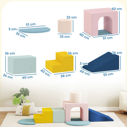 Soft Foam Climbing Blocks for Kids, 8-Piece Set, Washable