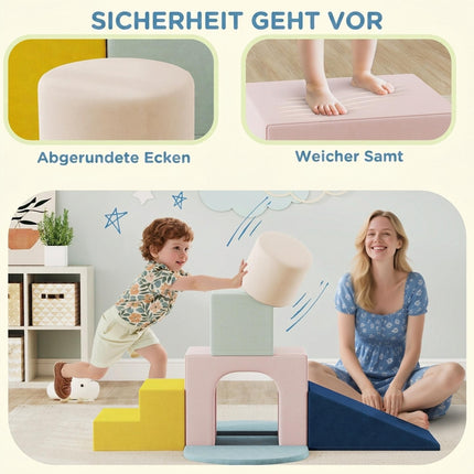 Soft Foam Climbing Blocks for Kids, 8-Piece Set, Washable