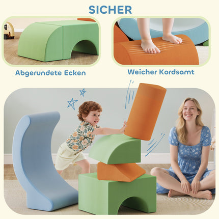 Soft Play Block Set for Toddlers, Foam, Corduroy, 5-Piece