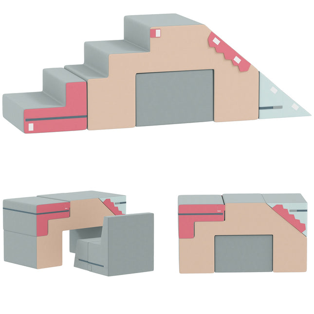 Soft Play Blocks Set for Toddlers, Foam & Faux Leather