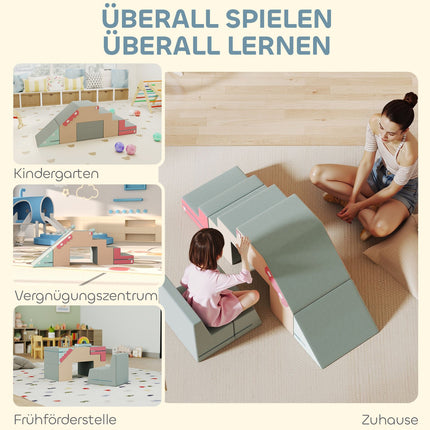 Soft Play Blocks Set for Toddlers, Foam & Faux Leather