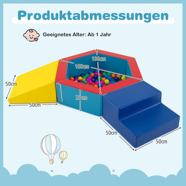Soft Play Set with Ball Pit & 100 Balls – Foam Blocks