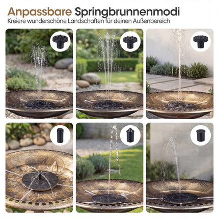 Solar Bird Bath With Fountain, 50 x 50 x 72 cm, Bronze