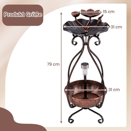 Solar Bird Bath with Feeder & Planter – Bronze Lotus Design
