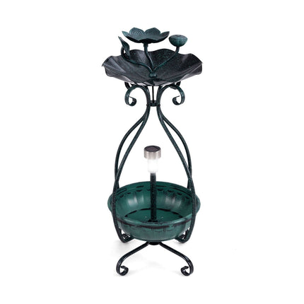 Solar Bird Bath with Light, Feeder, Planter – Green