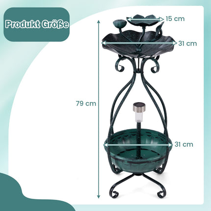 Solar Bird Bath with Light, Feeder, Planter – Green