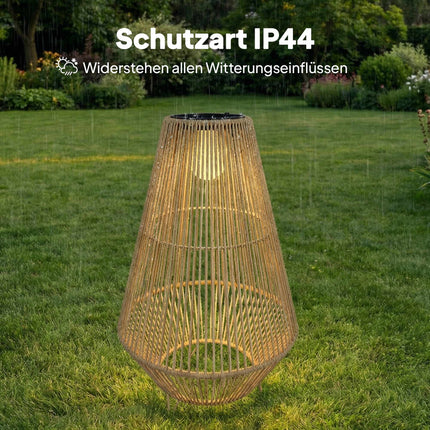 Solar Garden Lamp, Rattan, Auto On/Off, 3500K Warm Light