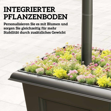 Solar Garden Lamp with Adjustable Height and Planter