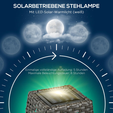 Solar Garden Lantern, LED, Rattan Design, Auto On/Off