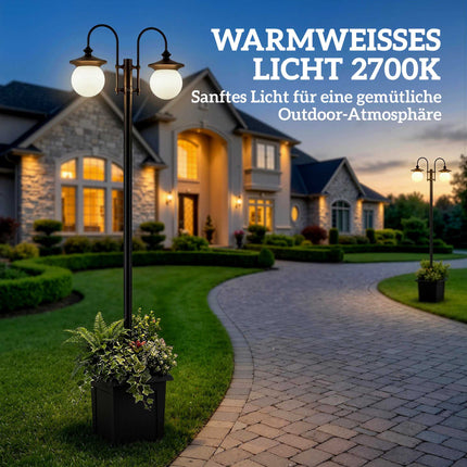Solar Garden Lantern with Adjustable Height & Planter