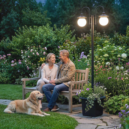 Solar Garden Lantern with Adjustable Height & Planter