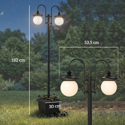 Solar Garden Lantern with Adjustable Height & Planter