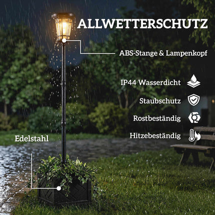 Solar Garden Lantern with Planter, 195cm, Dual Brightness