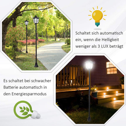LED Solar Garden Lantern - 30/60 Lumen, Plastic, Black