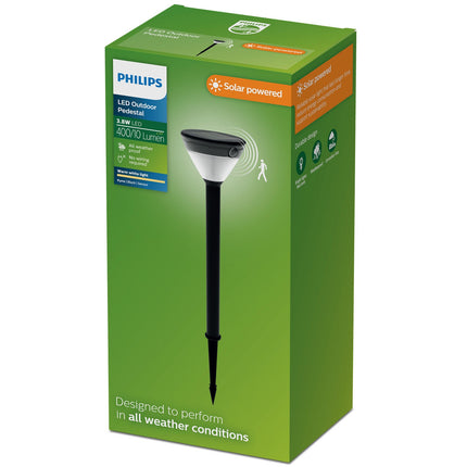 Solar Garden Path Light, Black, Warm White LED, IP44